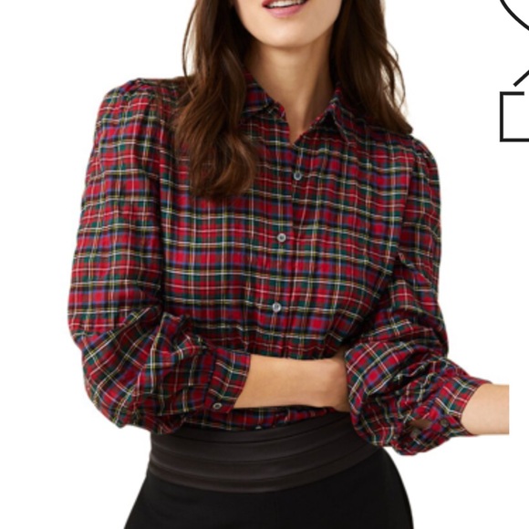 J McLaughlin Plaid Lightweight Blouse Large - Picture 1 of 8